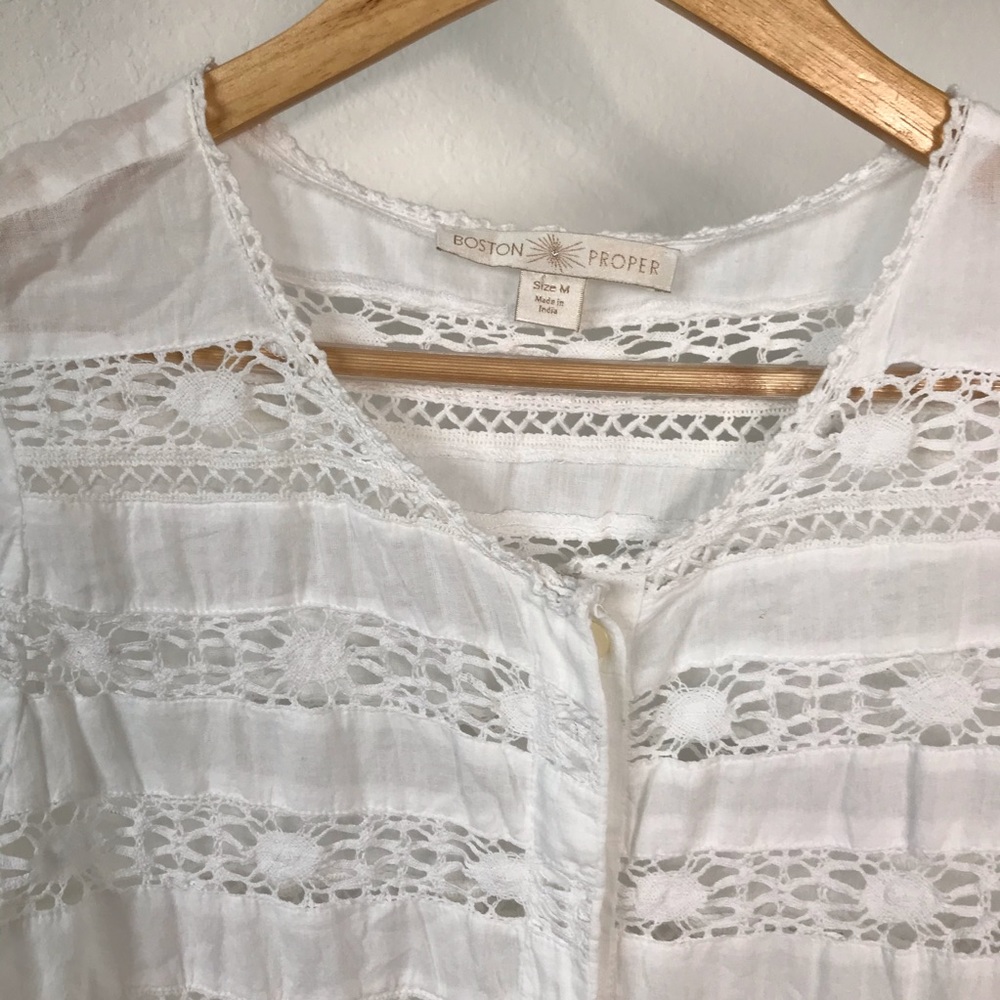 Boston Proper White Lace Dress - Picture 3 of 4
